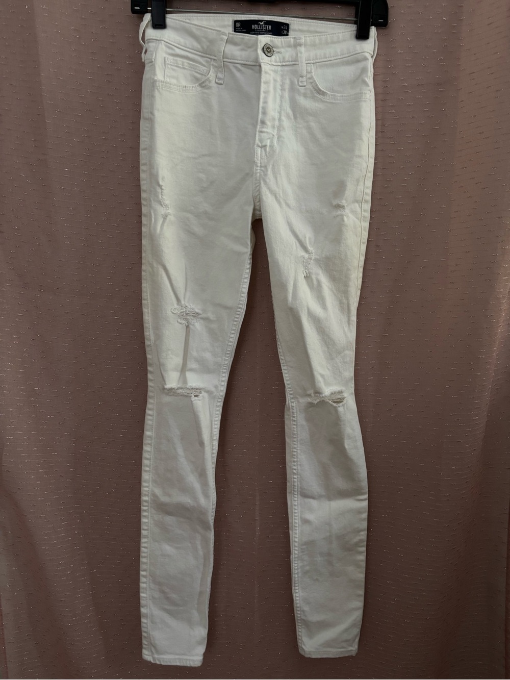Hollister White Skinny Ripped Jeans
